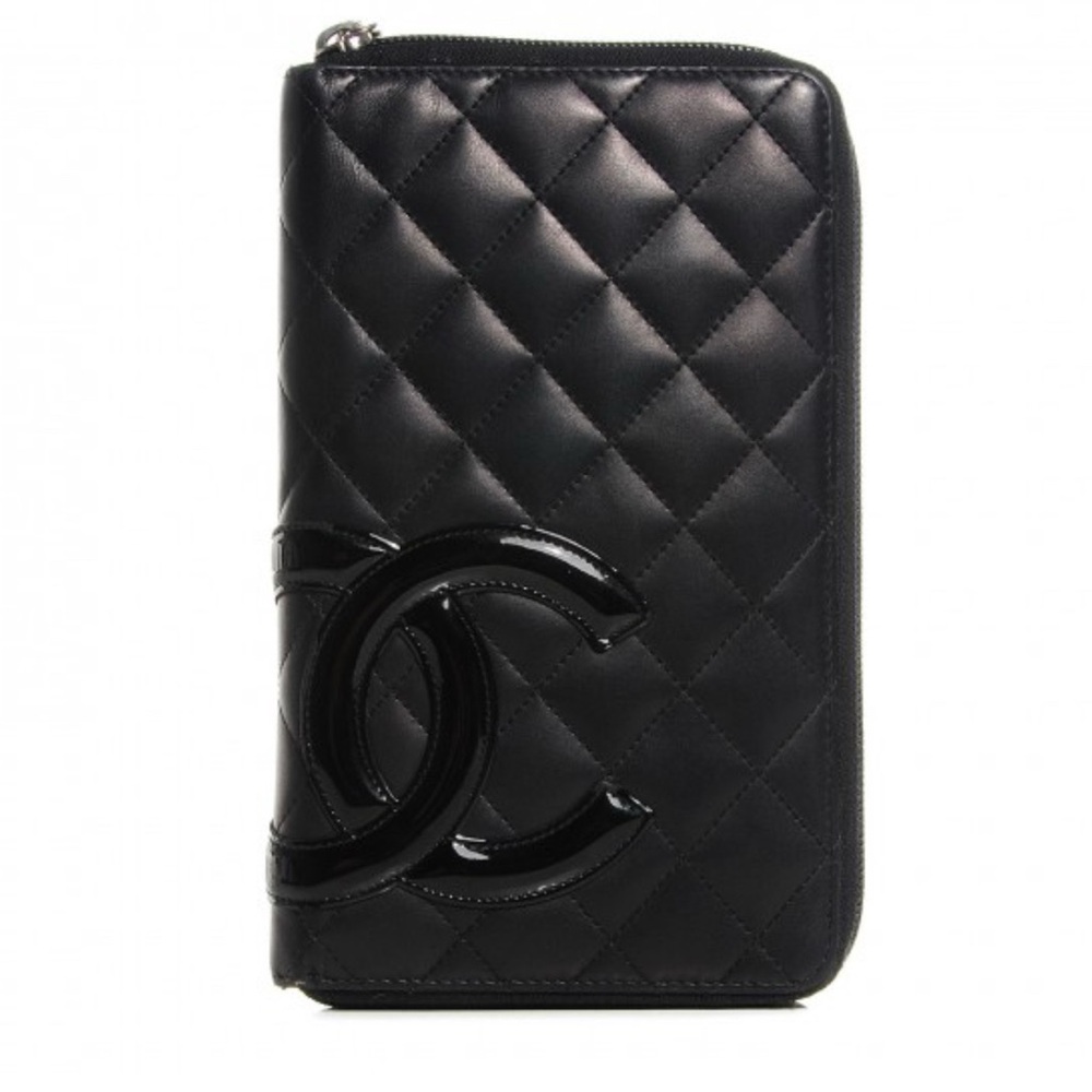 Authentic 👛 CHANEL Calfskin Quilted Cambon Zip Around Organizer Wallet in Black. - Picture 8 of 16